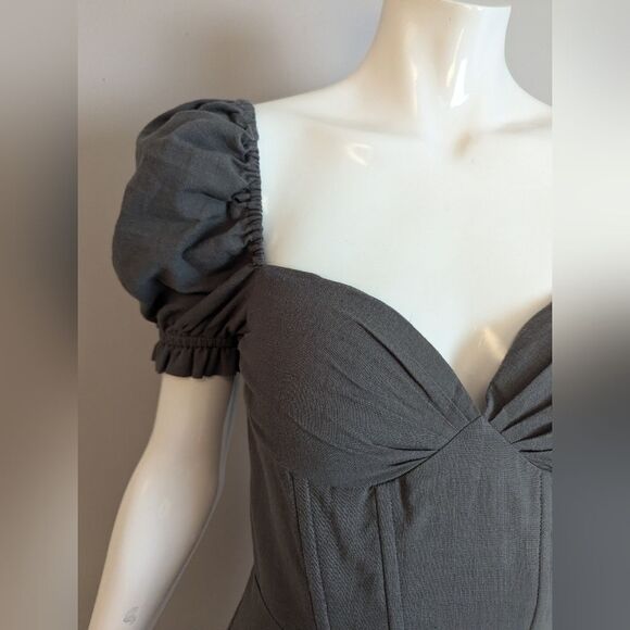 Sisters & Seekers Parlour Dress UK 6 Puff Sleeve Corset Mini Gray - Picture 7 of 10